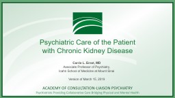 Psychiatric Care of the Renal Patient