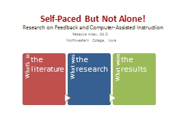 Self-Paced But Not Alone Research on Feedback and Computer ...