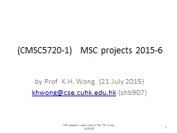 (CMSC5720-1) MSC projects 2014-5 - CSE, CUHK