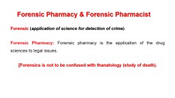 Forensic Pharmacy & Forensic Pharmacist
