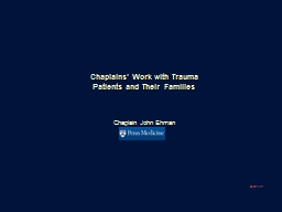 Chaplains' Work with Trauma Patients and Their Families