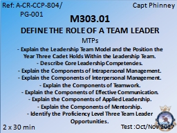 M303.01 DEFINE THE ROLE OF A TEAM LEADER MTPs