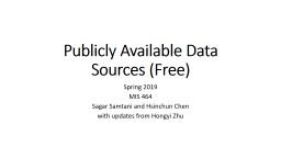 Publicly Available Datasets - GitHub Pages