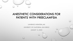 Anesthetic Considerations for Patients with Preeclampsia