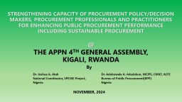 STRENGTHENING CAPACITY OF PROCUREMENT POLICY ...