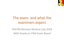 The exam- and what the examiners expect - BrAPP