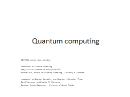 Quantum algorithms - Computer Science