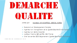 DEMARCHE QUALITE