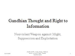Gandhian Thought and Right to Information