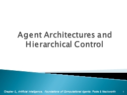 Agent Architectures and Hierarchical Control - Temple CIS
