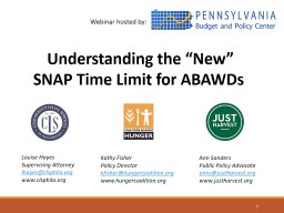 The New SNAP (Food Stamp) Time Limits - Community Legal Services