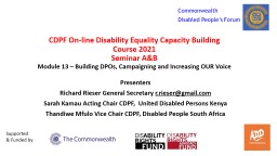 PowerPoint Presentation - Commonwealth Disabled People's Forum