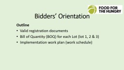 Bidders' Orientation