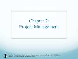 Chapter 2: Project Selection & Management
