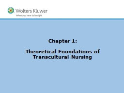 Chapter 1: Theoretical Foundations of Transcultural Nursing