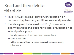 Read and then delete this slide - Community Pharmacy England