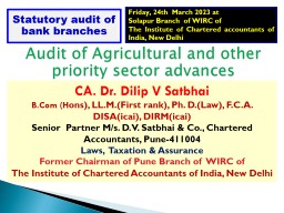 Statutory audit of branches - ICAI-CPE