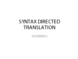 SYNTAX DIRECTED TRANSLATIO - IITKgp CSE