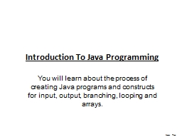 Java programming introduction