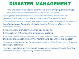 DISASTER MANAGEMENT - DAV University