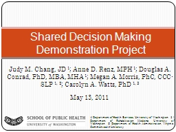 Shared Decision Making Demonstration Project