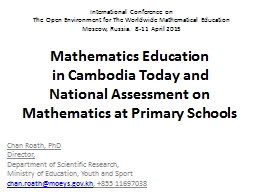 Mathematics Education in Cambodia Today and National ...