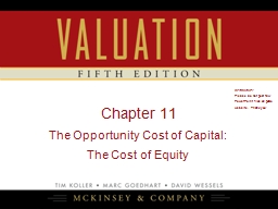 The Cost of Equity - Valuation 5e - Chapter 2