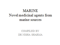 MARINE Novel medicinal agents from marine sources - Gyan Sanchay