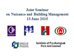 Joint Seminar on Nuisance and Building Management 13 June 2015