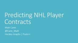 Predicting NHL Player Contracts - Hockey Graphs