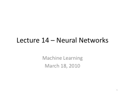 Lecture 14 – Neural Networks
