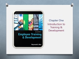 Introduction to Employee Training and Development