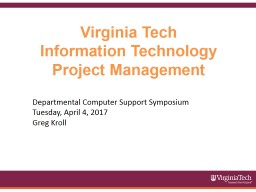 Virginia Tech Information Technology Project Management
