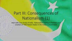 Part III: Consequences of Nationalism