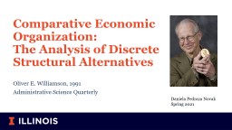 Comparative Economic Organization: The Analysis of Discrete ...