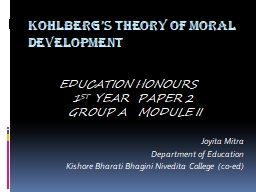KOHLBERG'S THEORY OF MORAL DEVELOPMENT - KBBNC