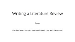Writing a Literature Review - UMBC Library