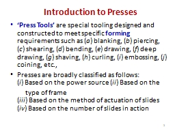 Introduction to Presses
