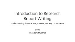 Introduction to Research Report Writing