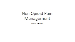 Non Opioid Pain Management