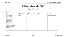 CSI Open issues in CBF - IEEE Mentor
