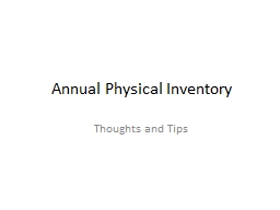 Annual Physical Inventory - NC School Bus Safety