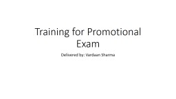 Training for Promotional Exam - NICOA