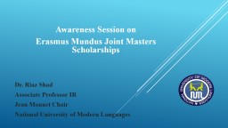 Erasmus Mundus Joint Masters Scholarships - NUML