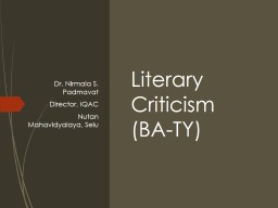 Literary Criticism (BA-TY) - Nutan Mahavidyalaya, Selu