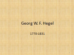 Georg W. F. Hegel