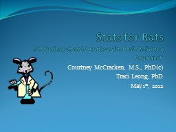 Stats for Rats Statistical Considerations in Basic Science Research