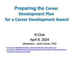 Preparing a Career Development Plan ... - Pediatric Research Alliance