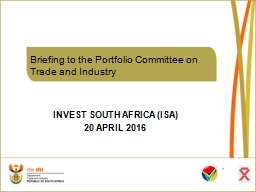 Invest South Africa (ISA): Department of Trade and Industry