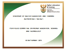 Overview of Sector Education and Training Authorities (“SETAs”)